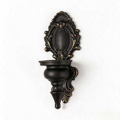 Vintage Ornate Metal Wall Sconce Candle Holder