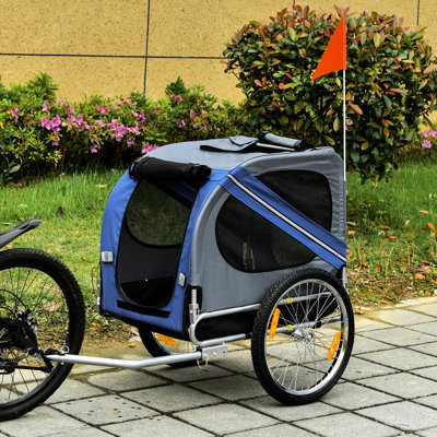 Pet Bike Cart - 20" Rear Wheels, , Blue/Grey Trailer ,