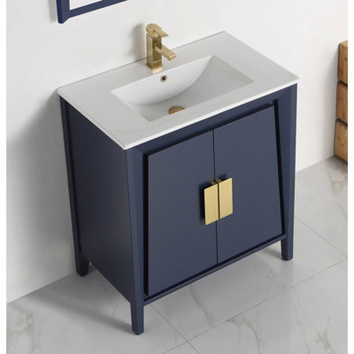 35.75'' Ceramic Sink with 1 Faucet Hole for Top of Single Vanities