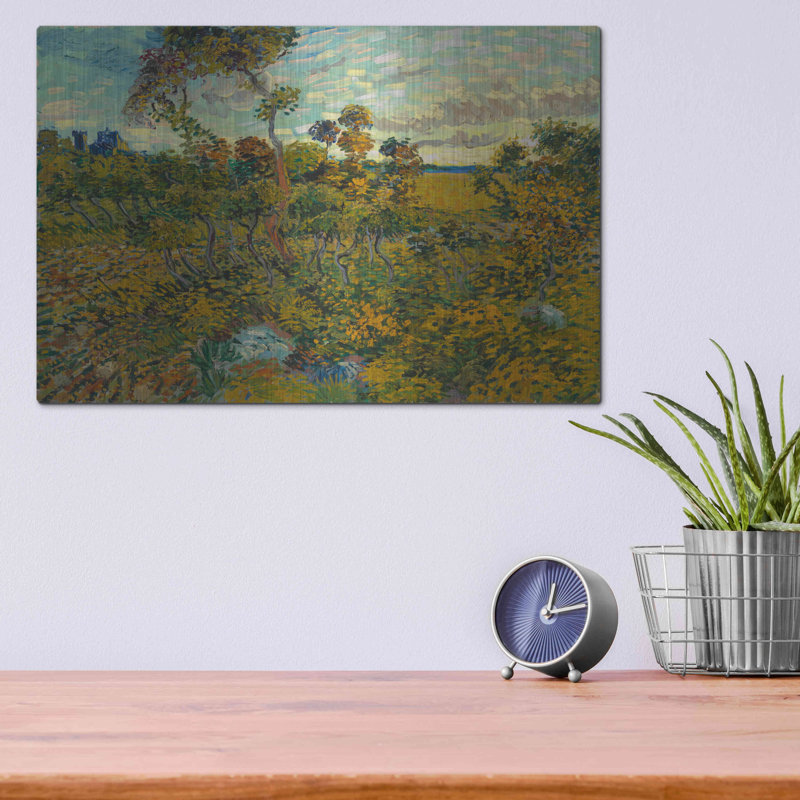 «Sunset At Montmajour 1888» par Vincent Van Gogh, art mural en métal, H 12 po x l 16 po