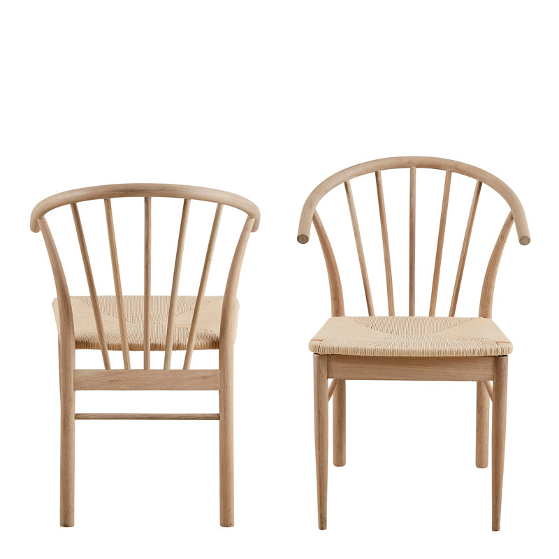 Noland 83cm H Cotton Blend Upholstered Armchair in White, Natural Wood, 3