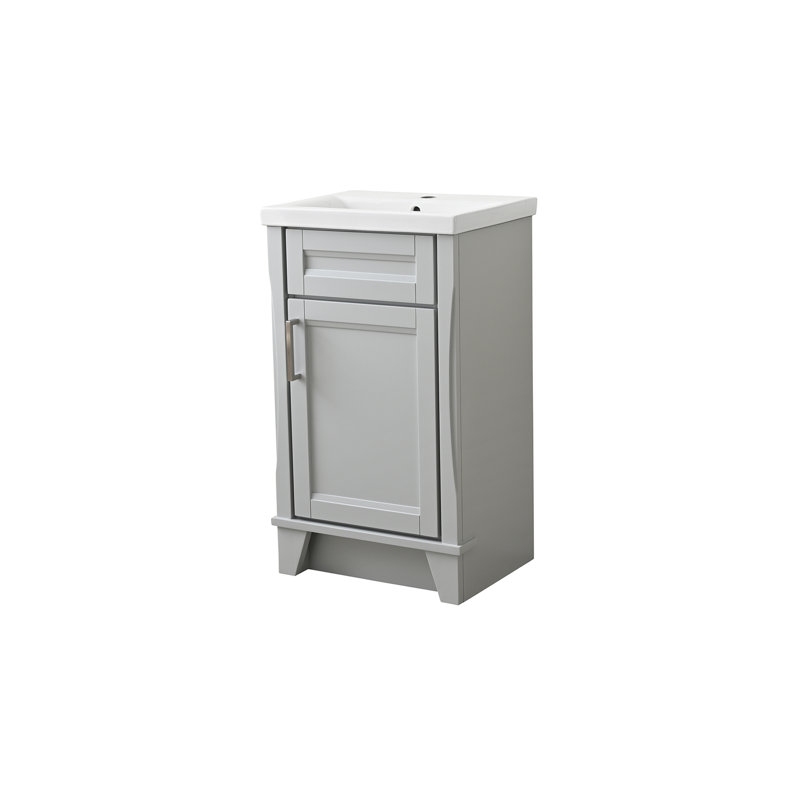 Meuble-lavabo sur pied simple avec plateau en céramique 20,375 po Amberlynne, Gris clair