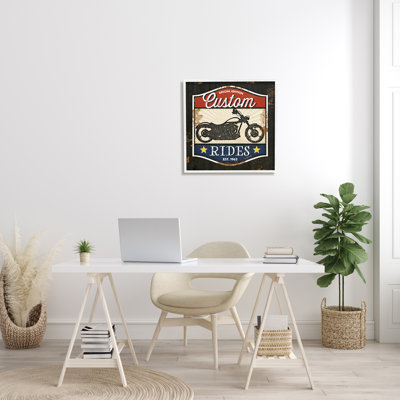Ae-845 " Custom Rides Motorcycle Sign Vintage Americana Bike "