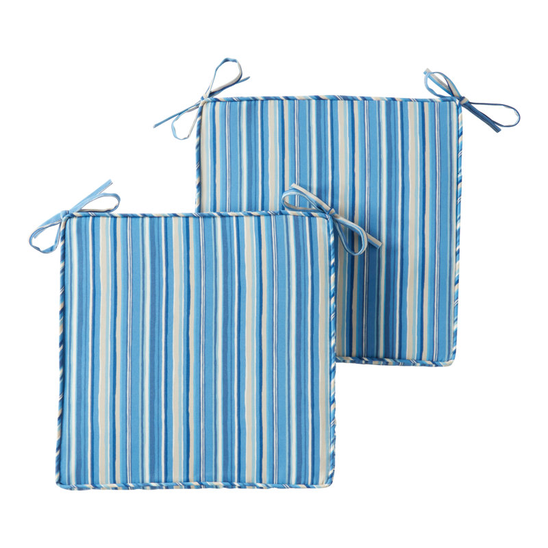 Outdoor Dining Chair Seat Pad, Sapphire Striped