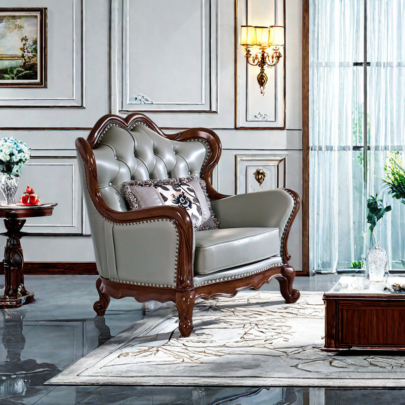 Chaise en cuir massif de style européen