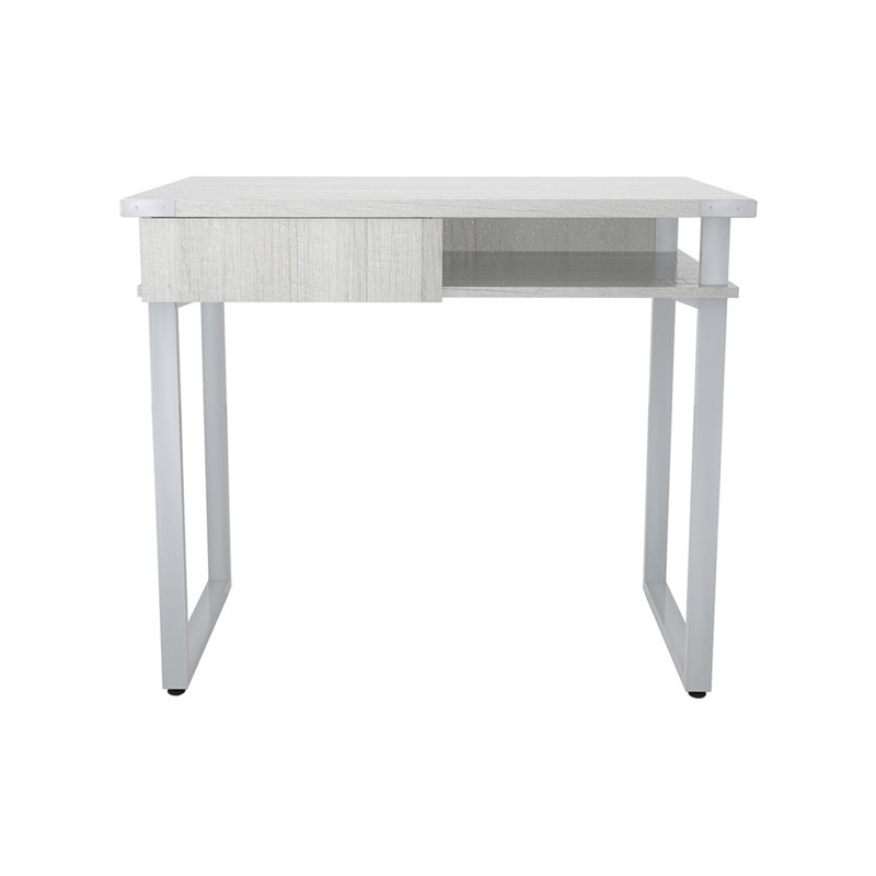 Mirella SOHO Desk With Drawer, Silver, White Ash