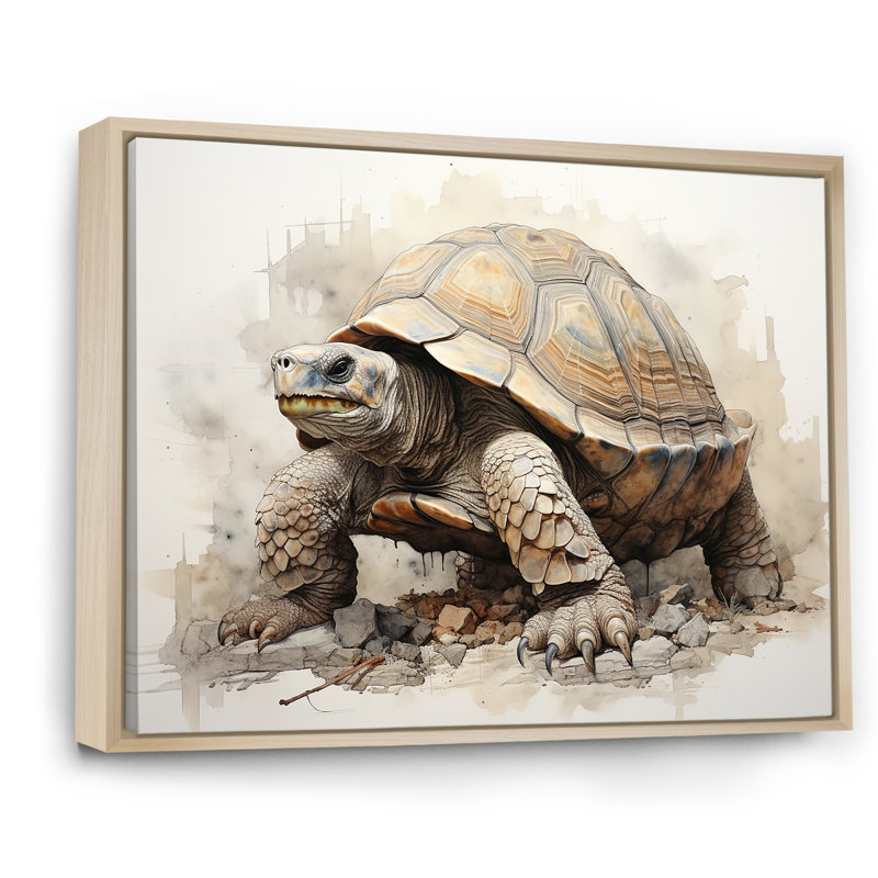 Minimalisme tortue I sur toile, H 16 po x l 32 po x P 1 po, Cadre naturel flottant