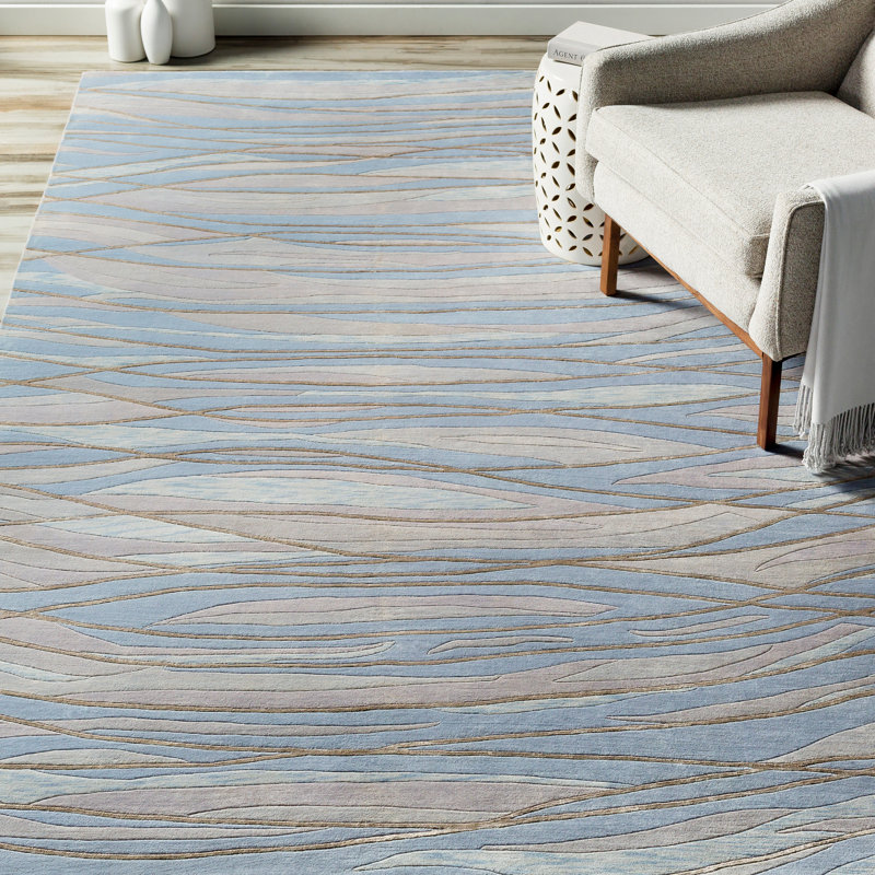 Tapis taupe / kaki noué à la main Dixon, Rectangle 4 pi x 6 pi