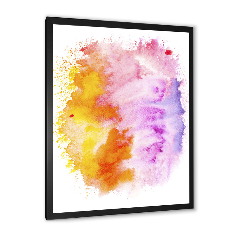 Nuage de peinture mauve et jaune - œuvres d'art sur toile modernes et contemporaines, Cadre photo noir