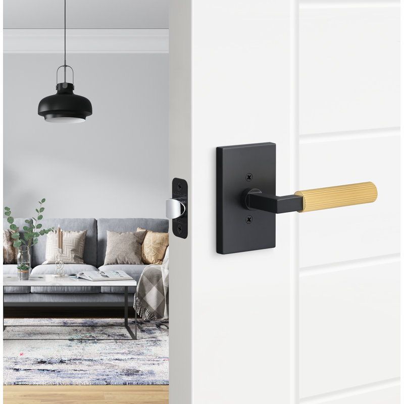 Levanto Passage Rosette, Straight Knurled Grip, Satin Brass/Satin Nickel