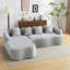 Canapé modulaire en L à compression complète avec méridienne incurvée, canapé en chenille gris modulaire, haute densité pour le salon en appartement-1249704938
