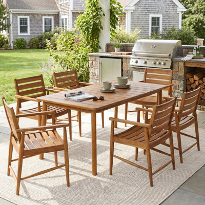 Derwent Patio 6-Person Acacia Wood Dining Set With Slatted Tabletop