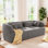 Canapé nuage en chenille désossé courbé sans assemblage avec mousse haute densité et coussins décoratifs, canapé rembourré à trois places de luxe pour appartement et salon