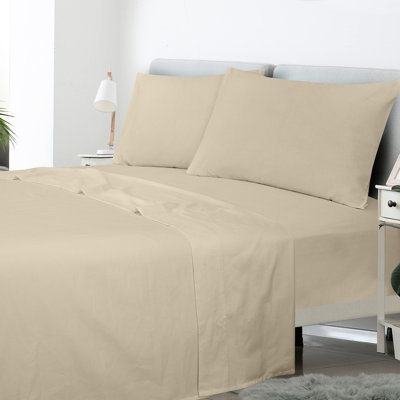 Ensemble de draps 100% coton à densité de tissage 300 fils Royale Linens - 4 draps - 1 housse, 1 drap plat et 2 taies d'oreiller - Ensemble de draps doux