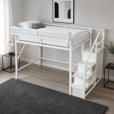Queen Loft Bed with Built-In Stairs