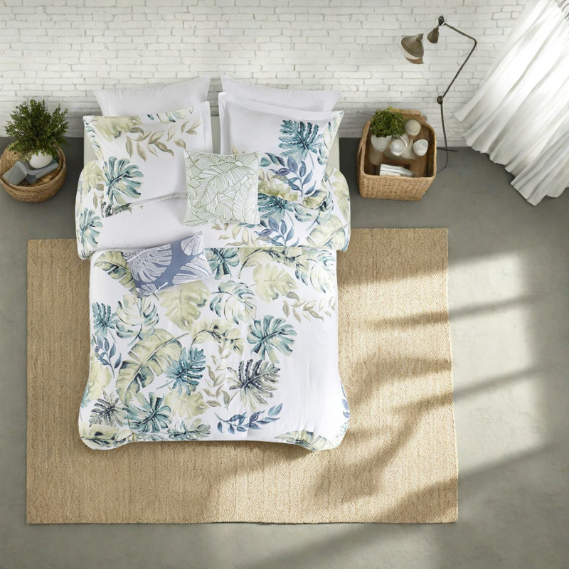 Ensembles de literie confortables en coton, style bord de mer tropical, pleine grandeur