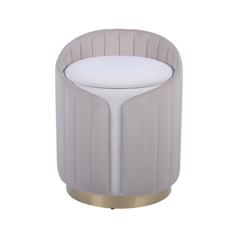 Repose-pieds deux tons avec rangement ou tabouret de coiffeuse, taupe