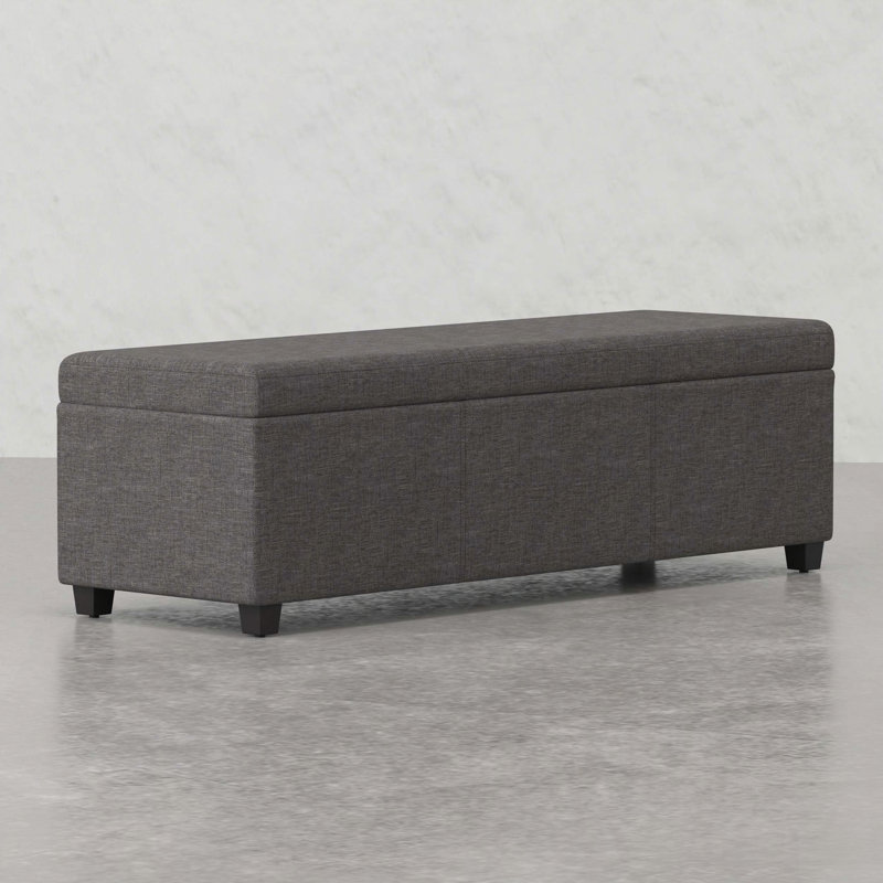 Très grand banc de rangement avec repose-pieds, Gris