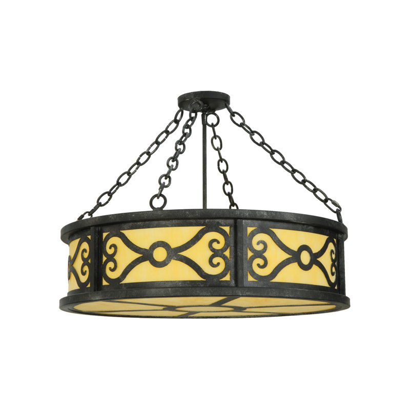 Luminaire suspendu tambour 4 lumières unique