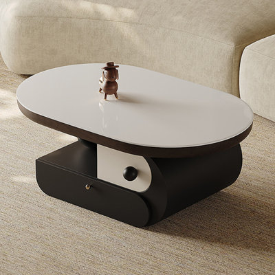 Table basse ovale avec rangement en ardoise