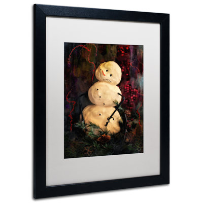 'Forest Snowman' Framed Painting Print on Canvas