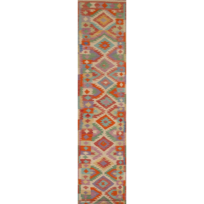 Tapis de marche réversible en laine Kilim 3 x 16