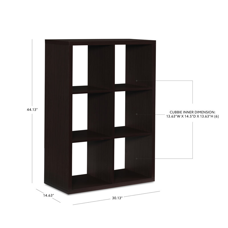 Chrisine Cube Bookcase, (6 Shelves) 44" H x 30" W x 13" D, Espresso