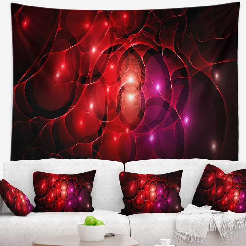 Tapisserie cercles abstraits en espace fractal, H 50 po x l 60 po