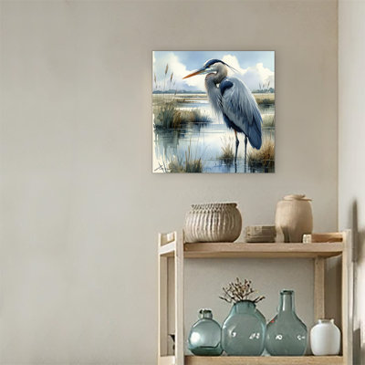 " Tranquil Marshlands - Heron Watercolor Art "