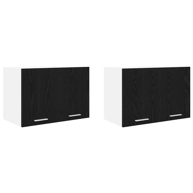 Vidaxl Hanging Cabinet Riga 2 Pcs Black Oak And White 60 X 31 X 40 Cm, Black/White