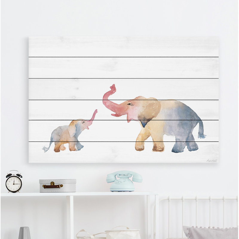Éléphant Katelin, reproduction sur bois blanc, H 24 po x l 36 po x P 1,5 po