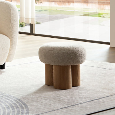 Mushroom Stool, Lamb Wool Seat, Barrel Pvc Pipe