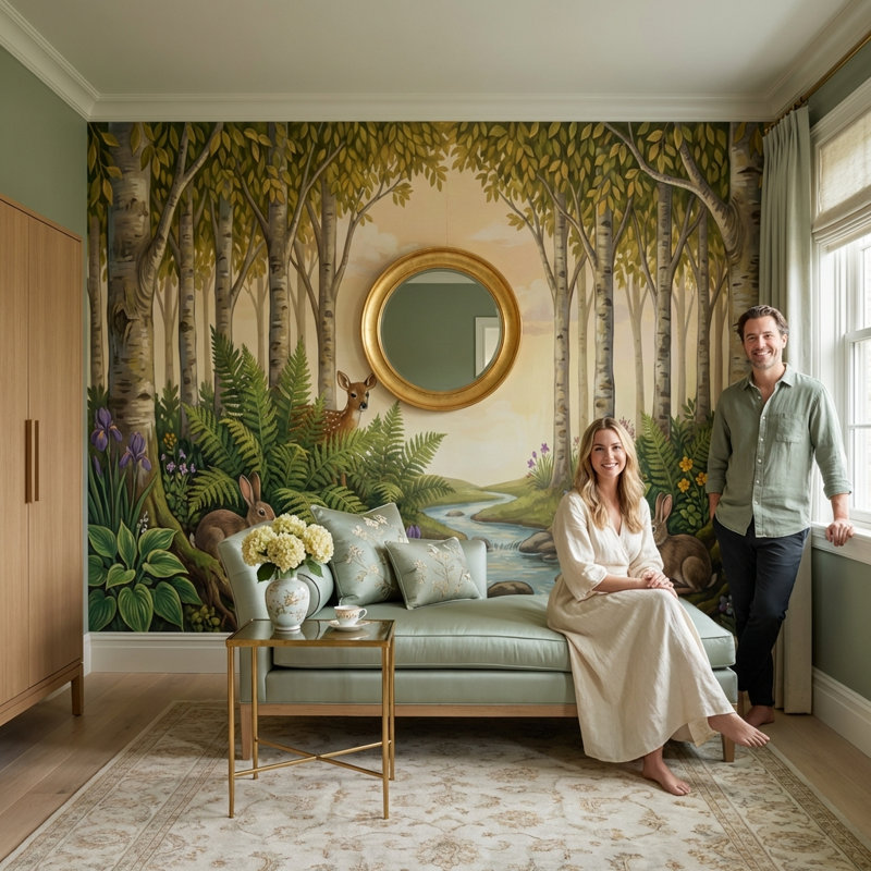 Papier peint forêt, nature et faune, 120"x96", Non-Woven Nonpasted