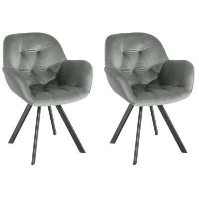 Aella Dinning Chair 2pack Grey Velvet