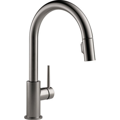 Trinsic Black Stainless Kitchen Faucet with Swivel Pull Down Sprayer, Magnetic Docking, Black Stainless