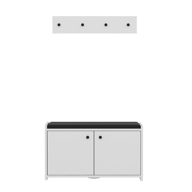 Armoire de rangement pour chaussures 8 paires, Blanc / noir