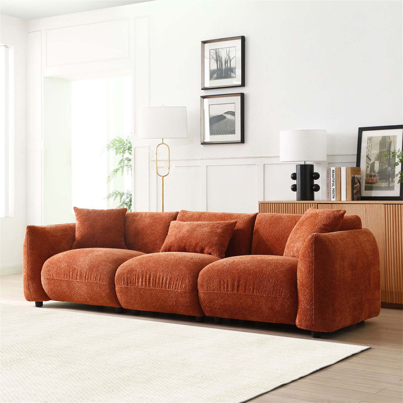 Ladaja 102.36'' Upholstered Sofa, Beige Teddy
