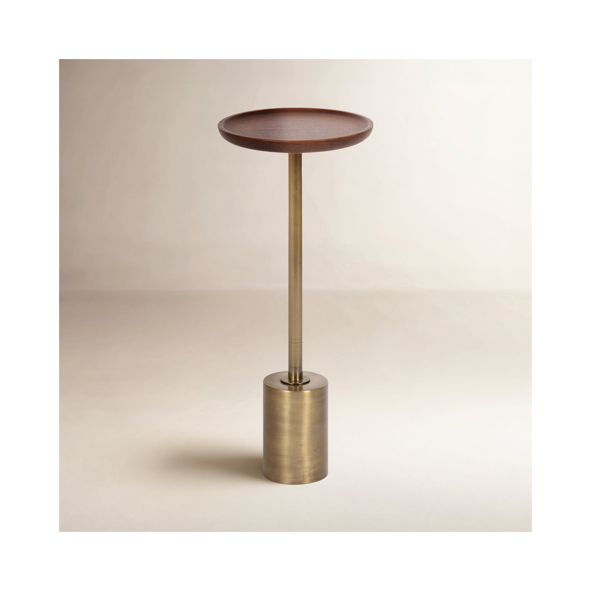 Armengol Solid Wood End Table, Walnut, Gold