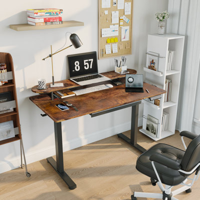 Electric Standing Desk with Drawers and Cup Holder – 48" x 24" Adjustable Sit-Stand Computer Desk for Home Office with Splice Board