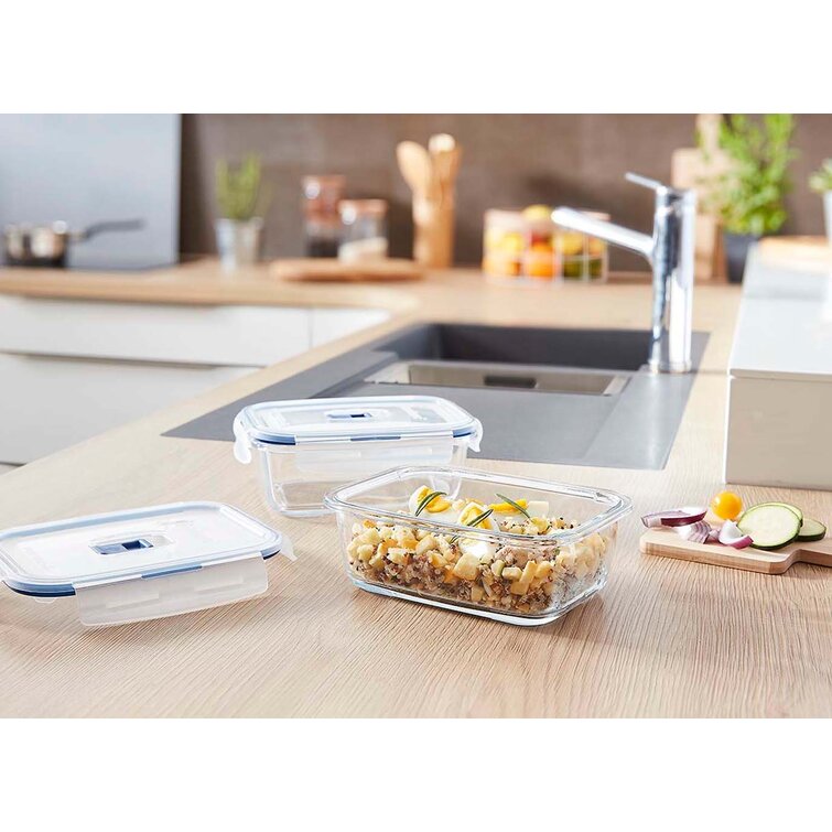  Luminarc Pure Box - Recipiente de vidrio activo para  almacenamiento de alimentos con tapa de ventilación deslizante (Rect 3.4  tazas/27.1 fl oz) : Hogar y Cocina