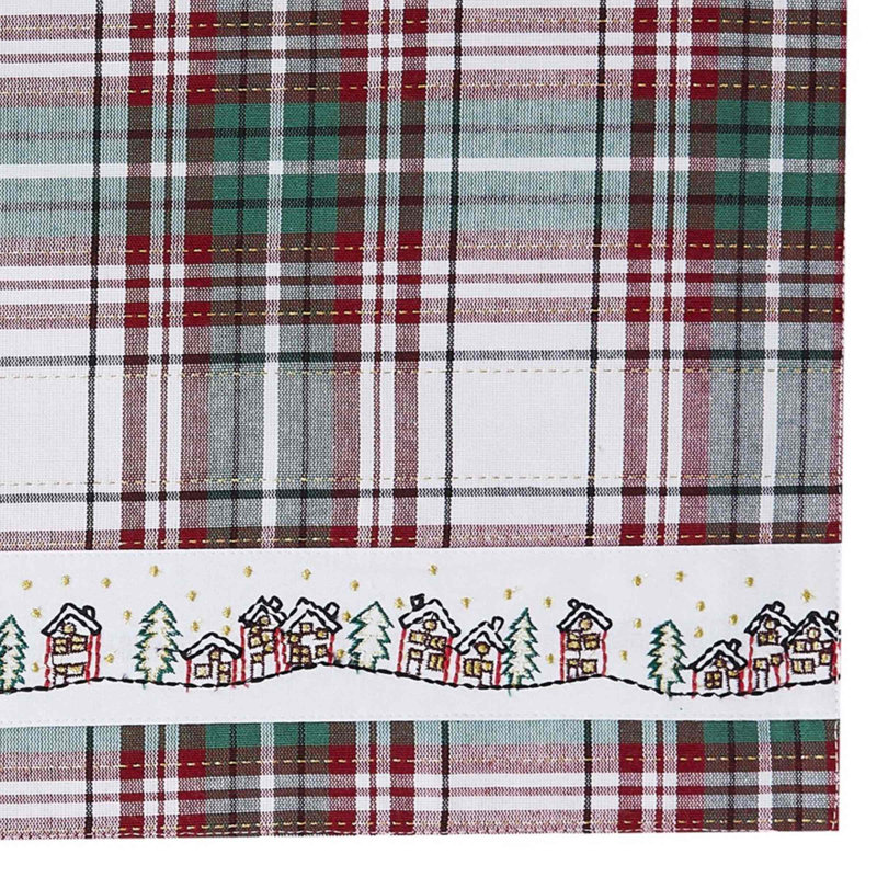 Holiday Plaid Embroidered Cotton Blend Rectangular Placemats Set