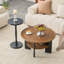 Ensemble de 2 tables basses et tables d'appoint rondes, formation de vide en PVC, table basse de 31,5 po avec rangement et table d'appoint de 15 po, ensemble simple, idéal pour le salon et la chambre à coucher.