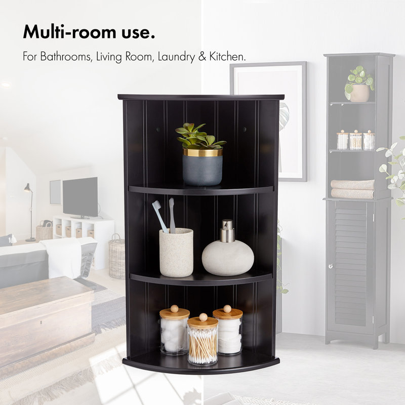 3-Tier Corner Bathroom Shelves, Black