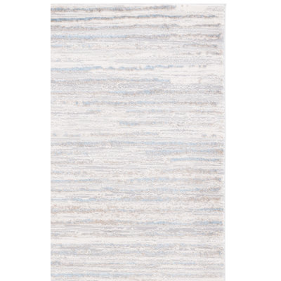 Minkley Striped Gray/Blue/Ivory Area Rug