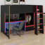 Lit mezzanine moderne et élégant avec bureau intégré, armoire, éclairage DEL et tiroir de rangement