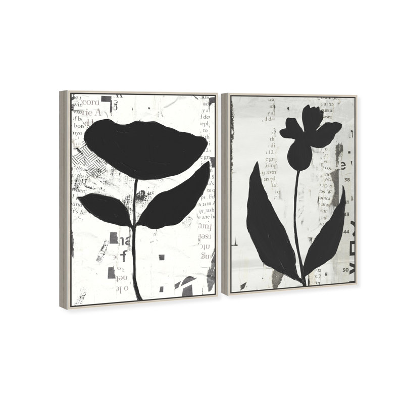 Single Flowers Set Set by Oliver Gal, 92"H x 62"W, Silver Floater Frame