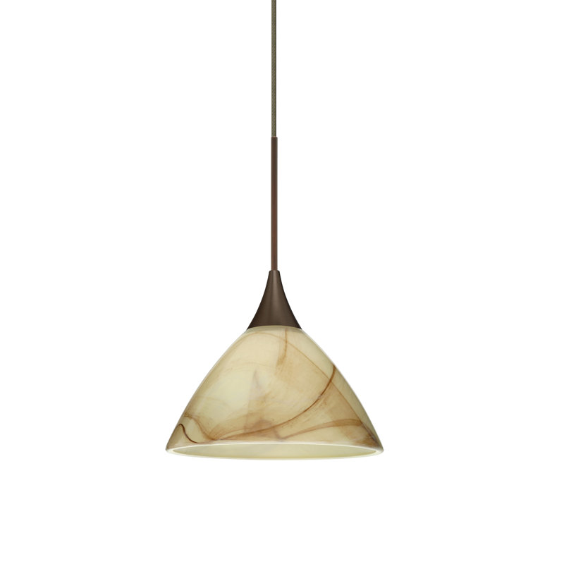 Luminaire suspendu conique à 1 lumière Pownal, Bronze, Halogène