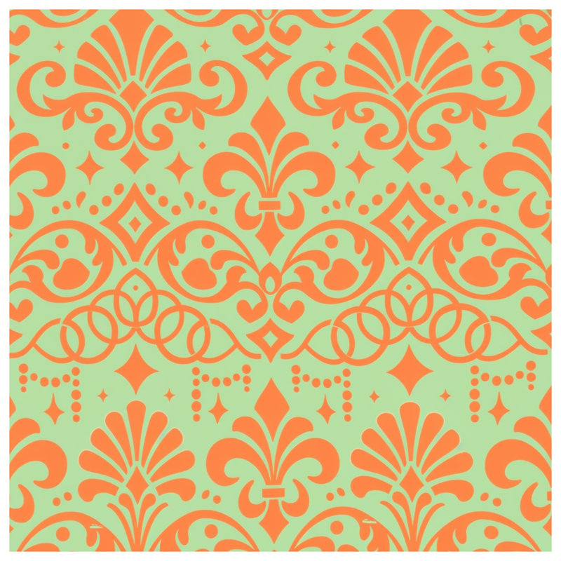 Édredon orange à motif damassé, King