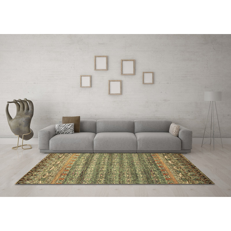 Tapis contemporains brun 1035 lavables à la machine, Carré 4 pi
