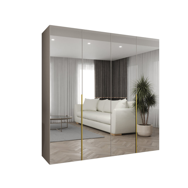 Manufactured Wood Wardrobe, cashmere + handles: gold